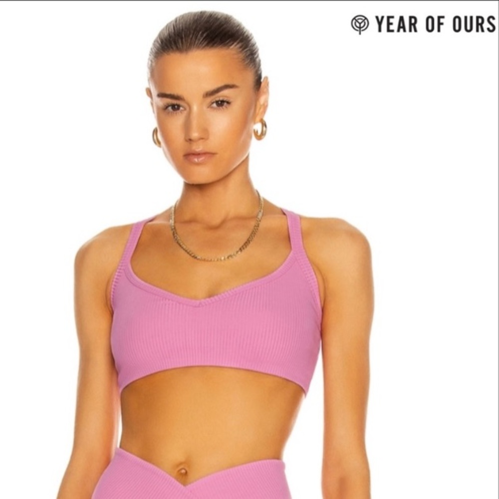 Year of Ours Baby Pink Ribbed Bra